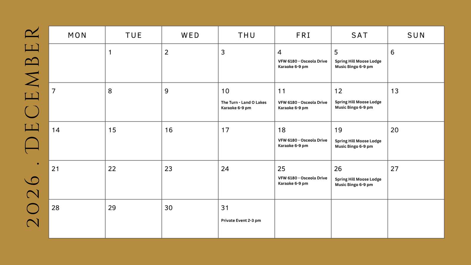 December Events